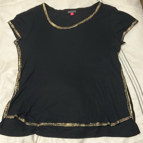VINCE CAMUTO black top with hand painted gold trim. Size M - Picture 1 of 5